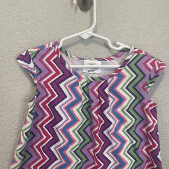 HANNA ANDERSSON Knit Dress Girls 110 US 5 6 Purple Zig Zag Cap Sleeve Summer - Picture 4 of 9